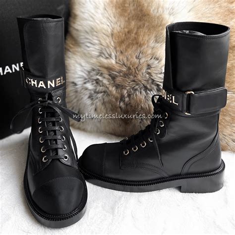 fake chanel combat boots|Chanel shoe laces for boots.